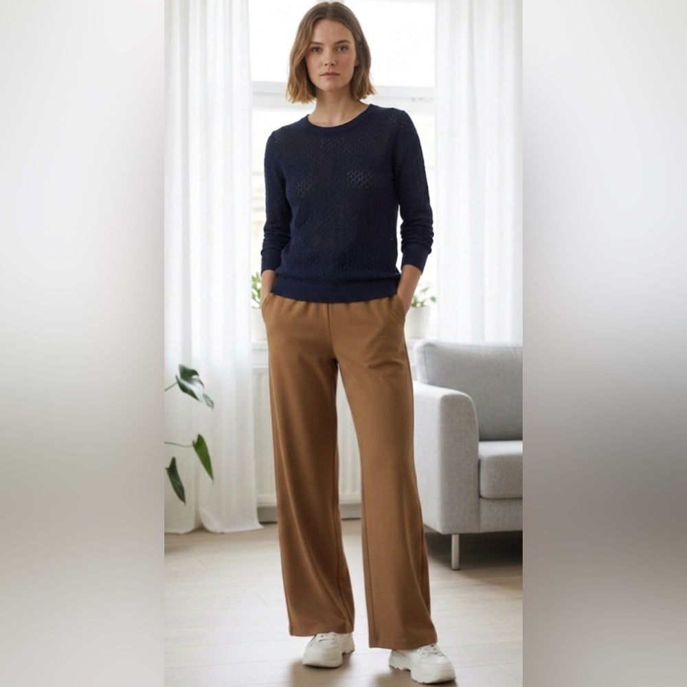ICHI Ally LS Navy Blue Pointelle Knit Sweater - Size Medium - Picture 10 of 10